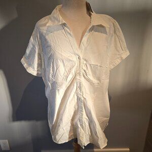 George Plus White Short Sleeve Button Down Blouse | Size 2X | NWT